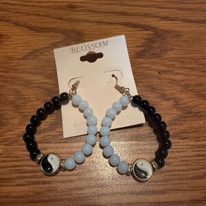 Black and White Beaded Earrings